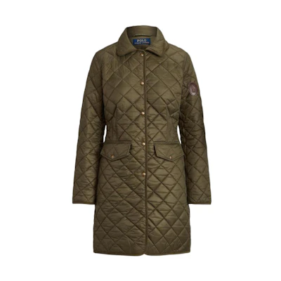 (Women) Polo Ralph Lauren FW22 Olive Quilted Long-Sleeve Casual Coat. 211854765002