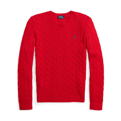 (Women) Polo Ralph Lauren FW22 Red Wool Sweater with Solid Logo Print. WMPOSWENC020447