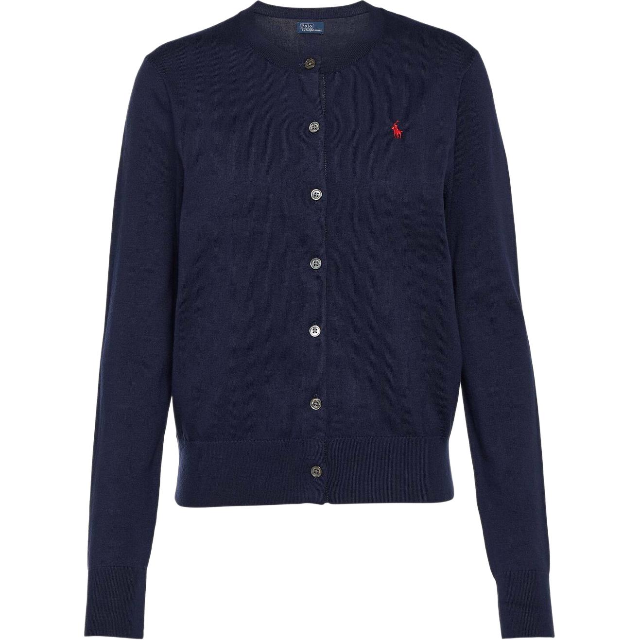 (Women) Polo Ralph Lauren FW22  Solid Navy Knit Cardigan with Zebra Embroidery. WMPOSWENDW20110-400