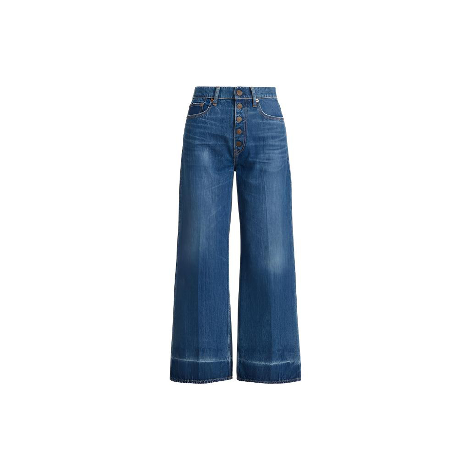 (Women) Polo Ralph Lauren FW22  Solid Wide-Leg Denim Jeans Blue. WMPODNMNA020016-400