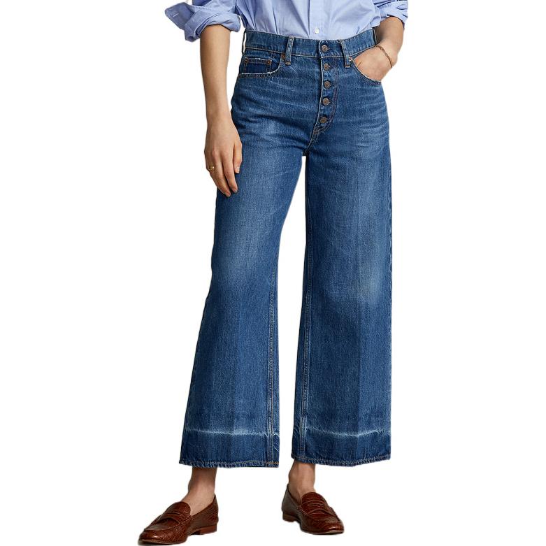 Shop (W) Polo Ralph Lauren FW22 Vaqueros Azul Pierna Ancha Denim Sólido. WMPODNMNA020016-400