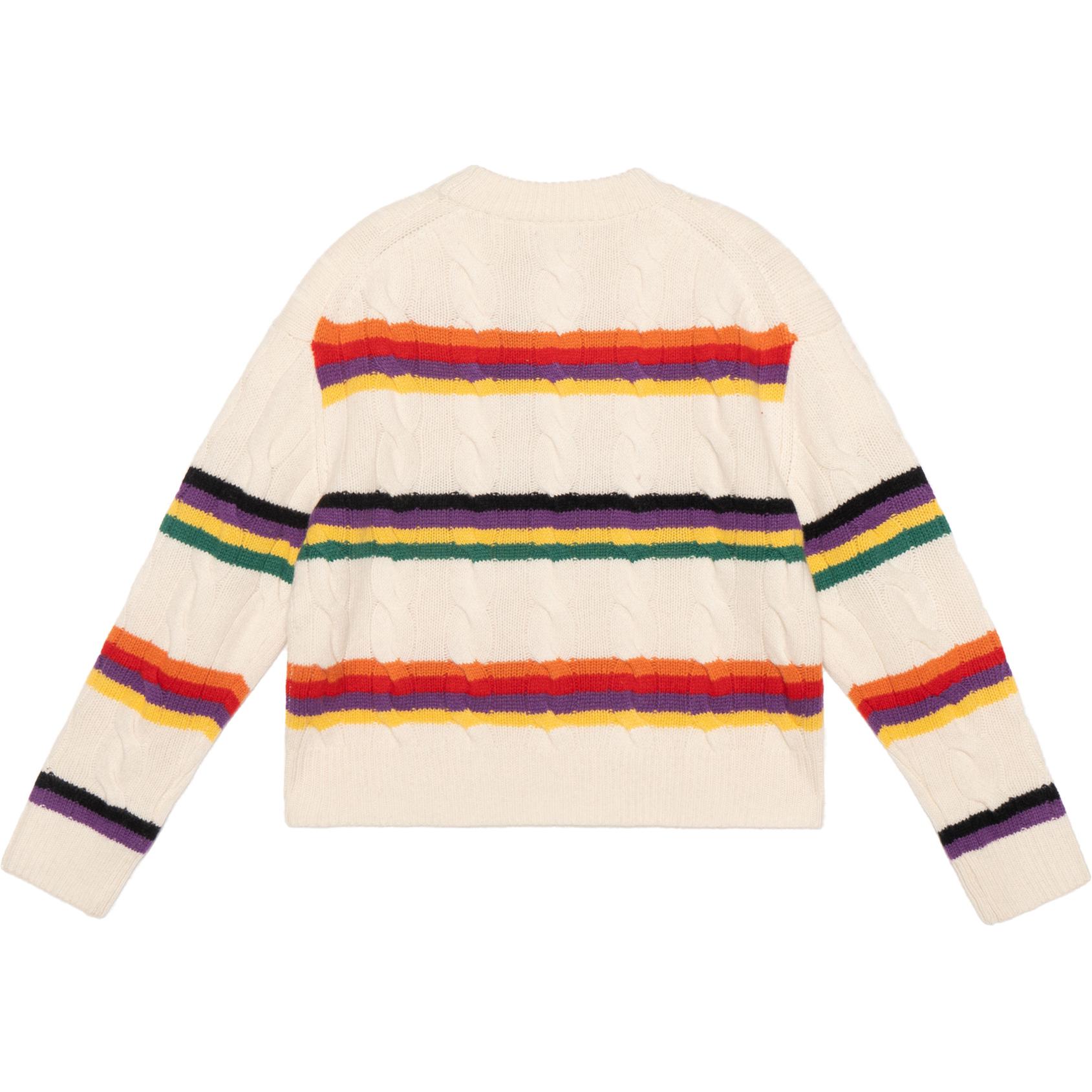 (Women) Polo Ralph Lauren FW22  Striped Cable Knit Wool Sweater Off-White. WMPOSWENC020562-100 圖 3