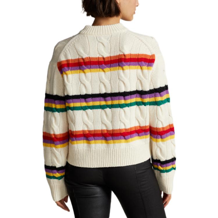 (Women) Polo Ralph Lauren FW22  Striped Cable Knit Wool Sweater Off-White. WMPOSWENC020562-100 圖 6