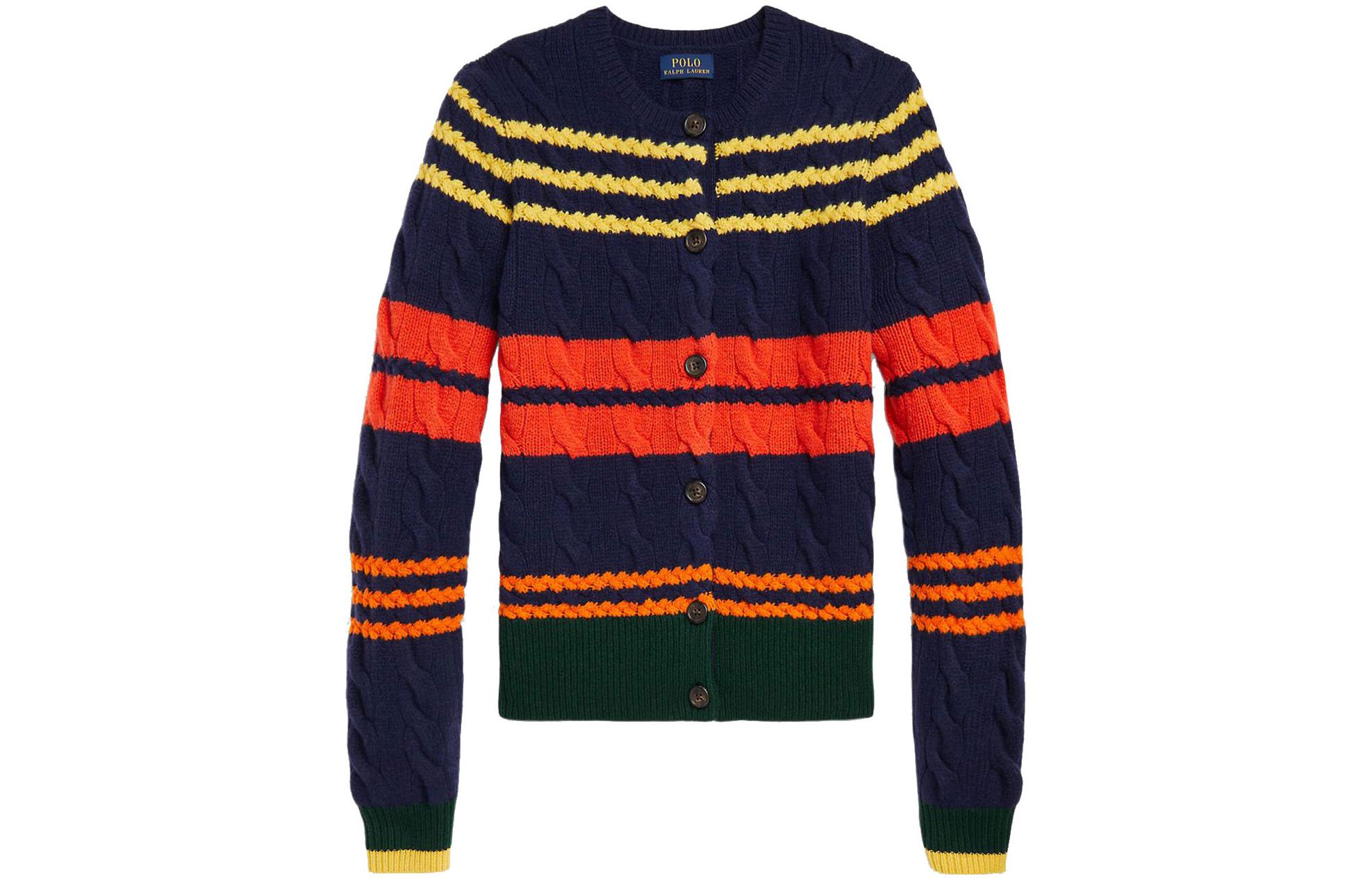 (Women) Polo Ralph Lauren FW22  Striped Patch Wool Cardigan Sweater - Multi-color. 211872882-001 圖 2