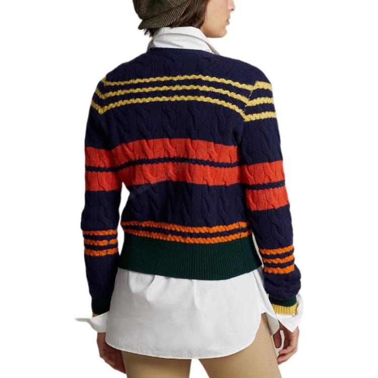 (Women) Polo Ralph Lauren FW22  Striped Patch Wool Cardigan Sweater - Multi-color. 211872882-001 圖 4