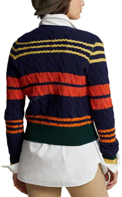 (Women) Polo Ralph Lauren FW22 Striped Patch Wool Cardigan Sweater - Multi-color. 211872882-001 Shop (Women) Polo Ralph Lauren FW22 Striped Patch Wool Cardigan Sweater - Multi-color. 211872882-001