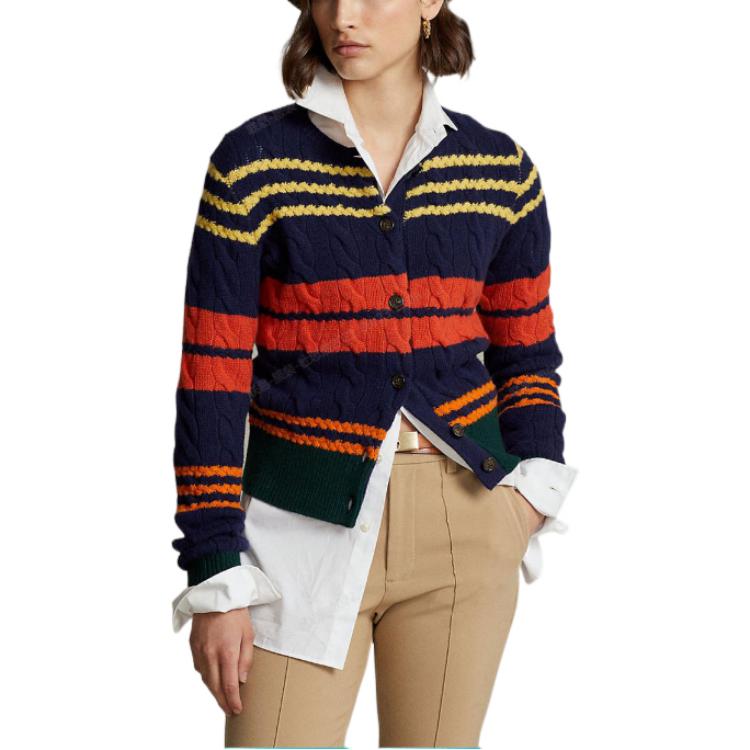 (Women) Polo Ralph Lauren FW22  Striped Patch Wool Cardigan Sweater - Multi-color. 211872882-001 圖 5