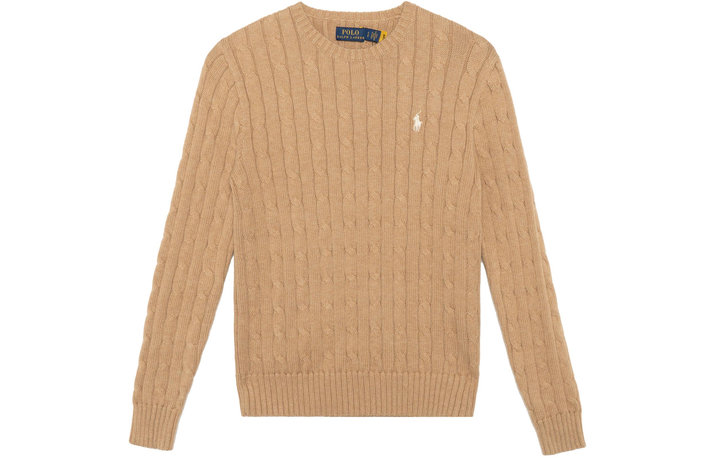 (Women) Polo Ralph Lauren FW22 Cable Knit Crew Neck Sweater Brown (Womens). 211570012-075