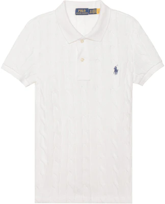 (Women) Polo Ralph Lauren FW22 Cable Knit Short Sleeve Polo Sweater Women White. WMPOKNINCU20645-100 Buy (Women) Polo Ralph Lauren FW22 Cable Knit Short Sleeve Polo Sweater Women White. WMPOKNINCU20645-100