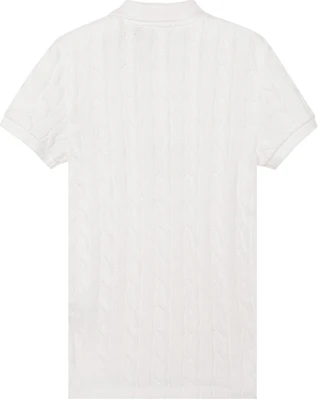 (Women) Polo Ralph Lauren FW22 Cable Knit Short Sleeve Polo Sweater Women White. WMPOKNINCU20645-100 Lookbook (Women) Polo Ralph Lauren FW22 Cable Knit Short Sleeve Polo Sweater Women White. WMPOKNINCU20645-100