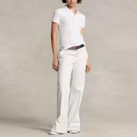 Shop (Women) Polo Ralph Lauren FW22 Cable Knit Short Sleeve Polo Sweater Women White. WMPOKNINCU20645-100