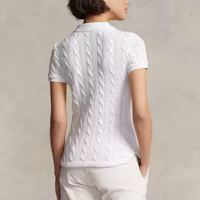 Purchase (Women) Polo Ralph Lauren FW22 Cable Knit Short Sleeve Polo Sweater Women White. WMPOKNINCU20645-100