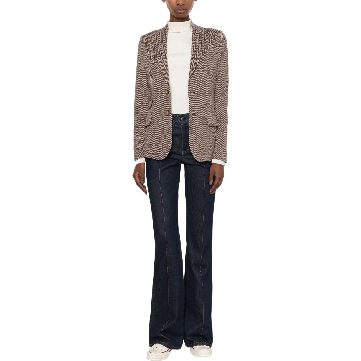 Lookbook (W) Polo Ralph Lauren FW22 魚骨紋針織單排扣西裝外套 棕色 211873060-001