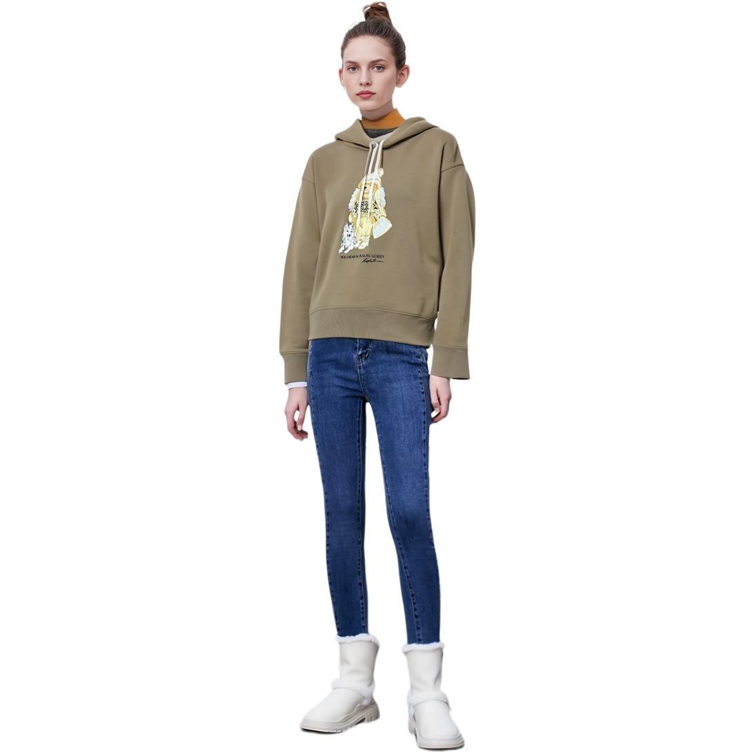 (Women) Polo Ralph Lauren FW22 Hoodie Letter Print Khaki 211882331-001 圖 4