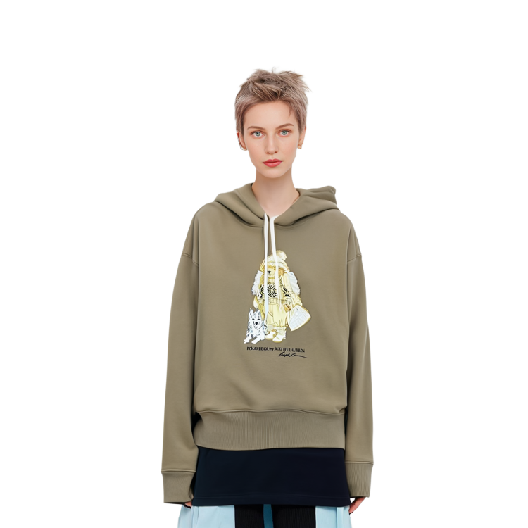 (Women) Polo Ralph Lauren FW22 Hoodie Letter Print Khaki 211882331-001 圖 5