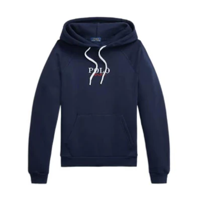 (Women) Polo Ralph Lauren FW22 Navy Blue Hoodie with Logo Embroidery WMPOKNINFB20358-410