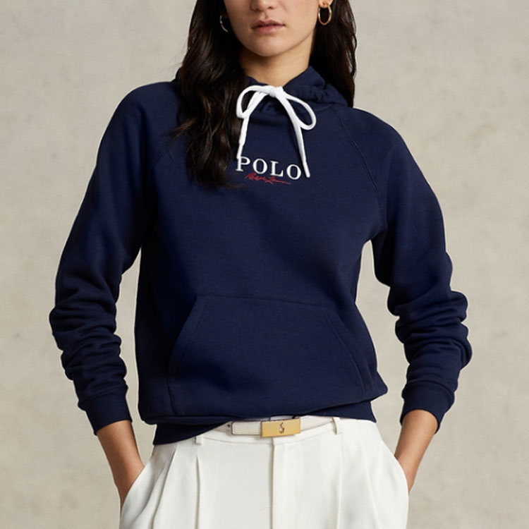 Shop (W) Polo Ralph Lauren 2022秋冬款海军蓝刺绣Logo连帽衫 WMPOKNINFB20358-410