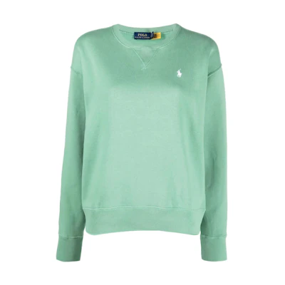 (Women) Polo Ralph Lauren FW22 Oversized Embroidered Logo Crewneck Sweatshirt Green Women 211794395-021