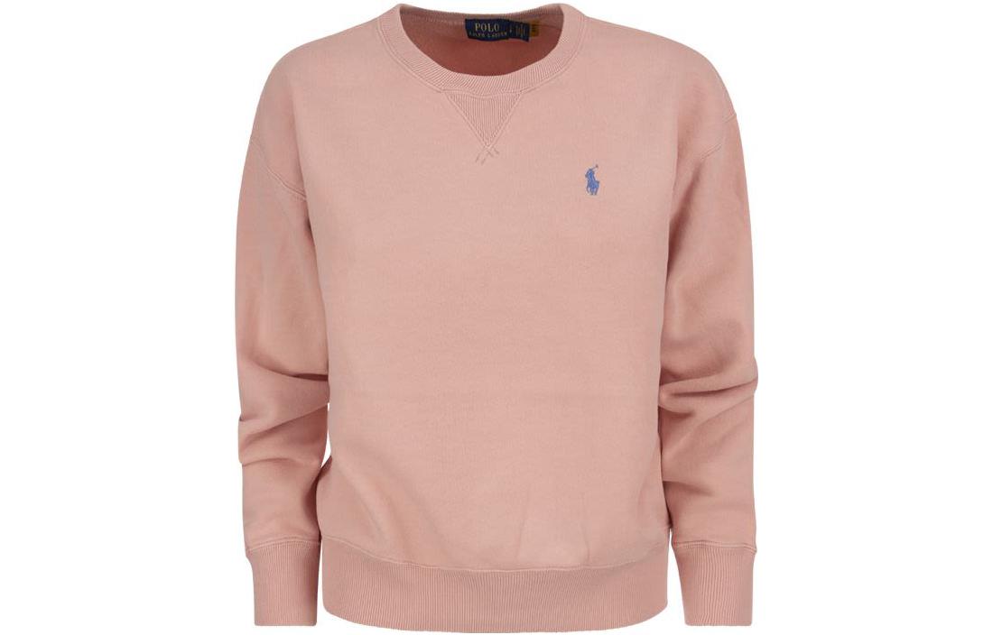 (Women) Polo Ralph Lauren FW22 Pink Crewneck Sweatshirt with Embroidered Logo 211794395-022