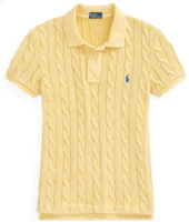 (Women) Polo Ralph Lauren FW22 Slim Fit Cable Knit Polo Shirt Yellow. WMPOKNINCU20628-700 (Women) Polo Ralph Lauren FW22 Slim Fit Cable Knit Polo Shirt Yellow. WMPOKNINCU20628-700