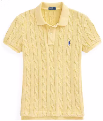 (W) Polo Ralph Lauren FW22 修身款麻花針織Polo衫 黃色 WMPOKNINCU20628-700 Buy (W) Polo Ralph Lauren FW22 修身款麻花針織Polo衫 黃色 WMPOKNINCU20628-700