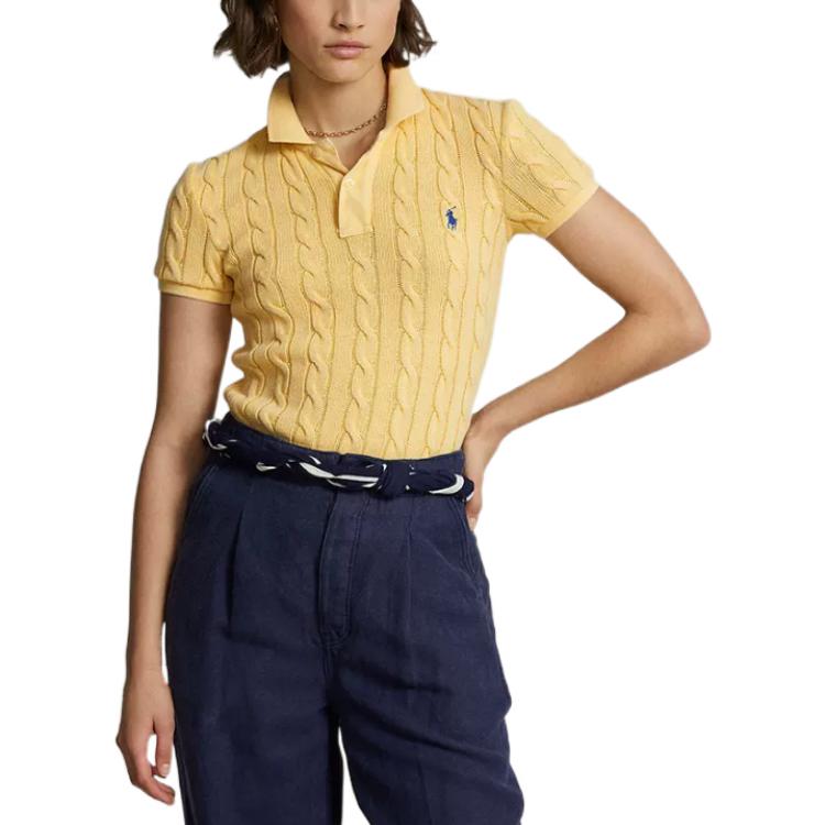 (Women) Polo Ralph Lauren FW22 Slim Fit Cable Knit Polo Shirt  Yellow. WMPOKNINCU20628-700 圖 3