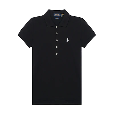 (Women) Polo Ralph Lauren FW22 Slim Fit Solid Black Casual Short Sleeve Polo Shirt Women. 211870237-011