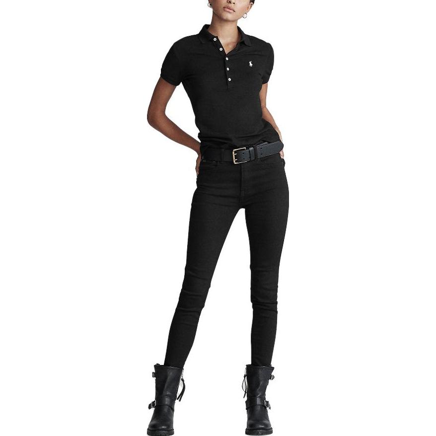 Lookbook (W) Polo Ralph Lauren FW22 Slim Fit Hitam Lengan Pendek Wanita. 211870237-011