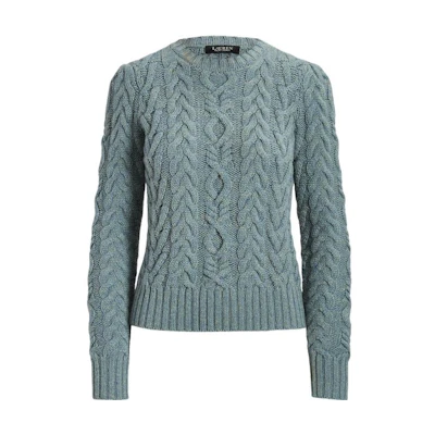 (Women) Polo Ralph Lauren FW22 Solid Cable-Knit Casual Long-Sleeve Sweater Women Teal. WMLRSWES6820404-300