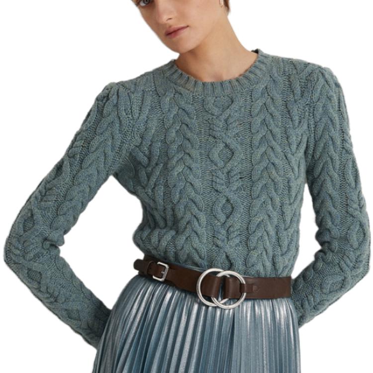 Purchase (Women) Polo Ralph Lauren FW22 Solid Cable-Knit Casual Long-Sleeve Sweater Women Teal. WMLRSWES6820404-300