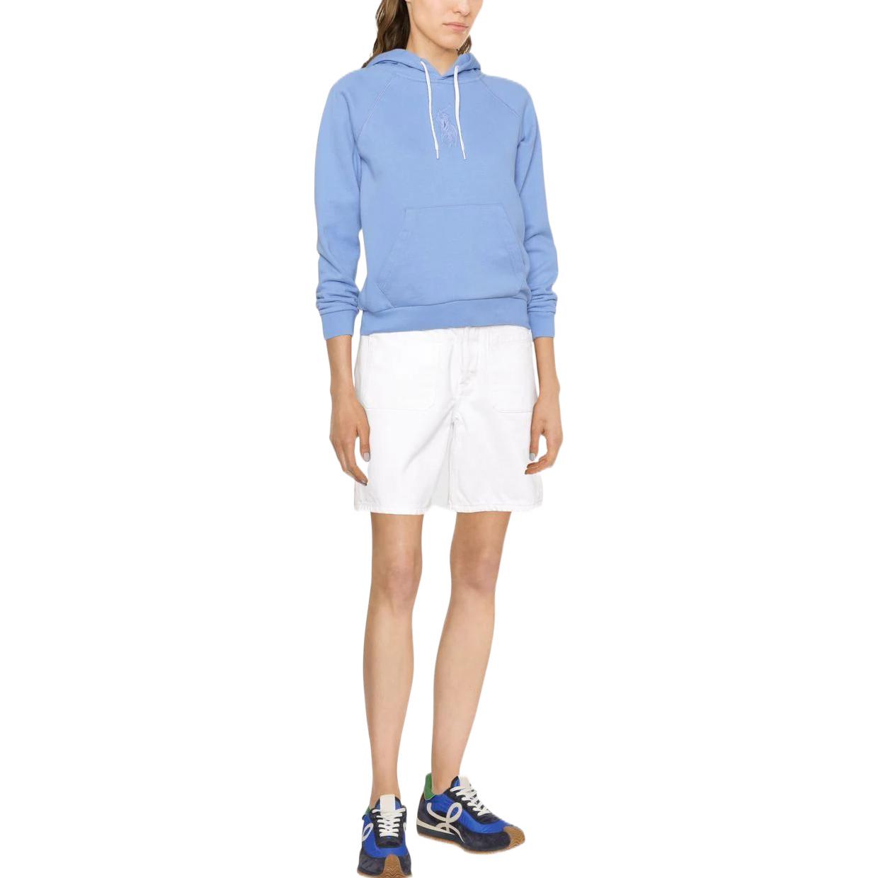 Lookbook (W) Polo Ralph Lauren FW22纯色蓝色抽绳连帽衫 211872989-003