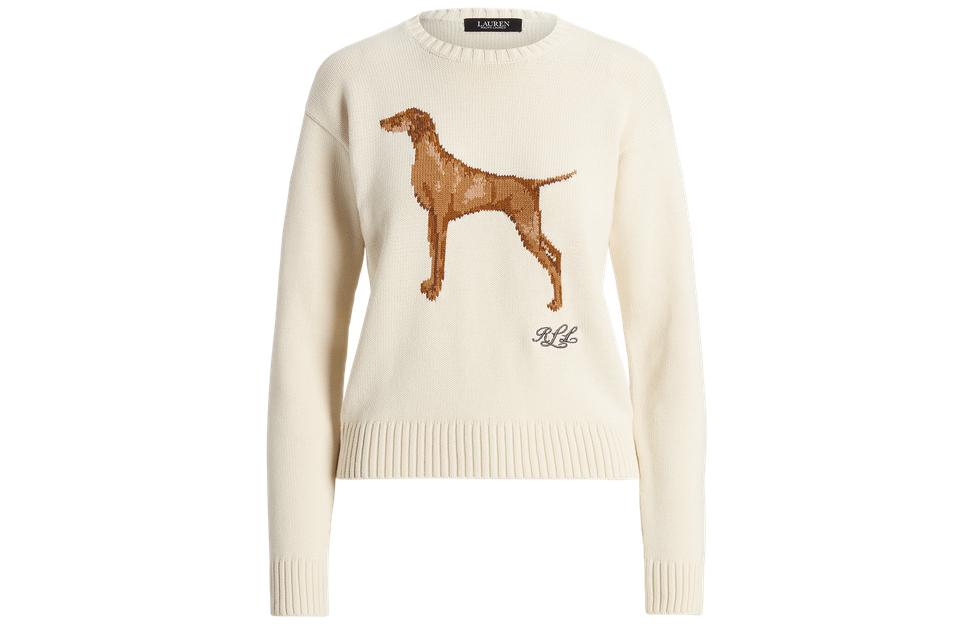 (Women) Polo Ralph Lauren FW23  Animal Pattern Knit Sweater Crewneck Off-White. WMLRSWES6820535-101