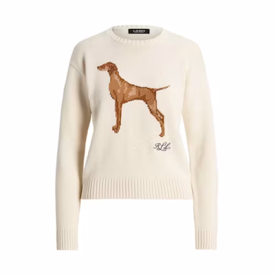 (Women) Polo Ralph Lauren FW23 Animal Pattern Knit Sweater Crewneck Off-White. WMLRSWES6820535-101
