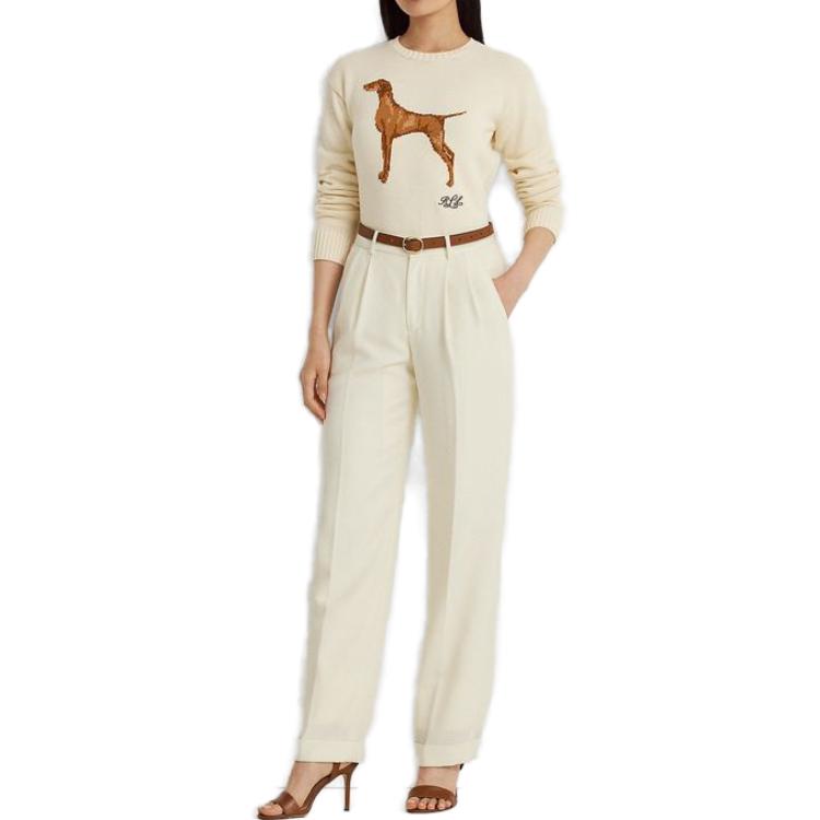 Lookbook (W) Polo Ralph Lauren FW23 動物圖案針織毛衣 圓領 奶油白色. WMLRSWES6820535-101