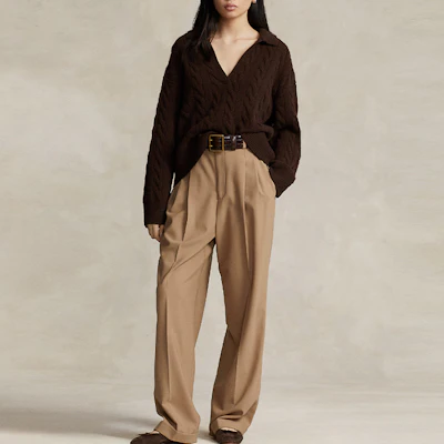 (Women) Polo Ralph Lauren FW23 Brown Solid Long Sleeve Knit Polo Shirt Casual WMPOSWENC020760-200 Lookbook (Women) Polo Ralph Lauren FW23 Brown Solid Long Sleeve Knit Polo Shirt Casual WMPOSWENC020760-200
