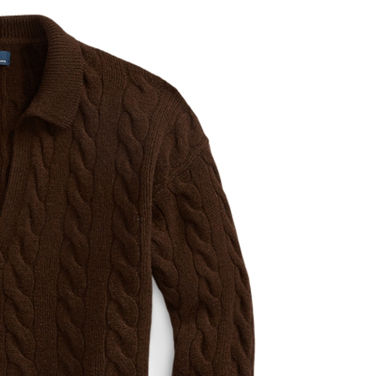 Sizing (Women) Polo Ralph Lauren FW23  Brown Solid Long Sleeve Knit Polo Shirt Casual WMPOSWENC020760-200