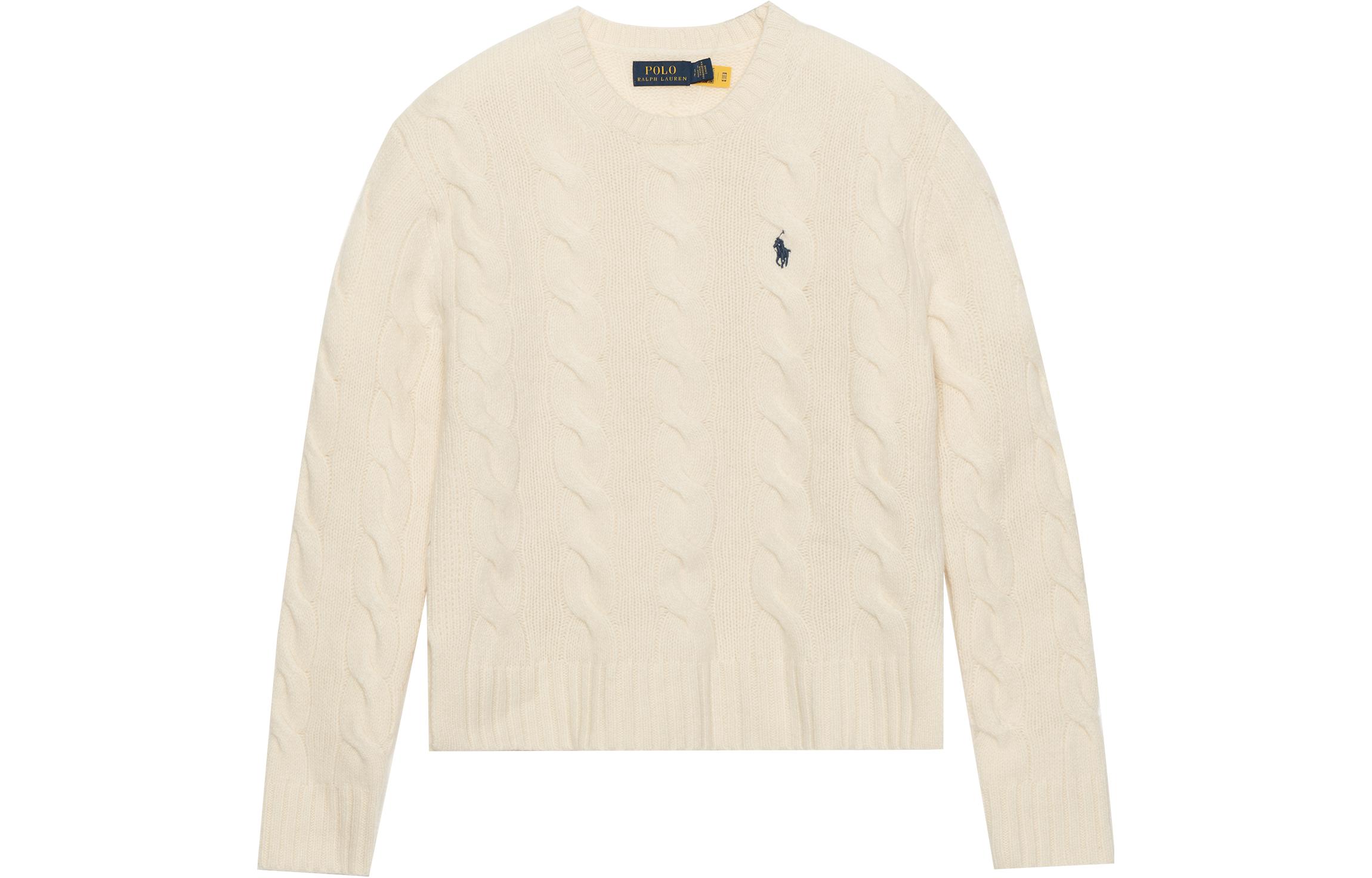 (Women) Polo Ralph Lauren FW23  Cable Knit Cashmere Sweater with Logo Embroidery. 211881699-001