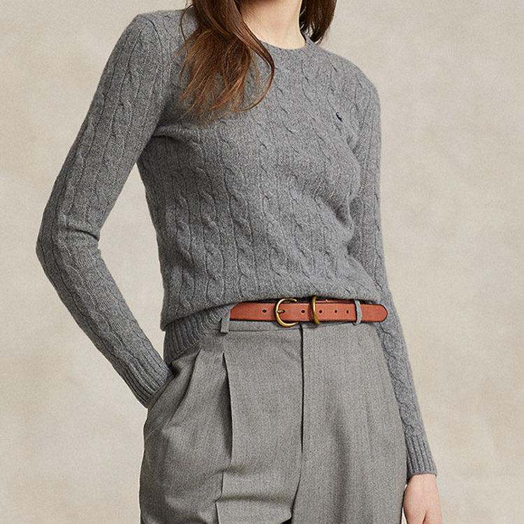 (Women) Polo Ralph Lauren FW23  Cable Knit Long Sleeve Sweater Grey WMPOSWENC020746-020 圖 5