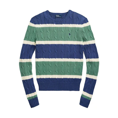(Women) Polo Ralph Lauren FW23 Colorblock Logo Cable Knit Sweater Multiple Colors 211924447-001