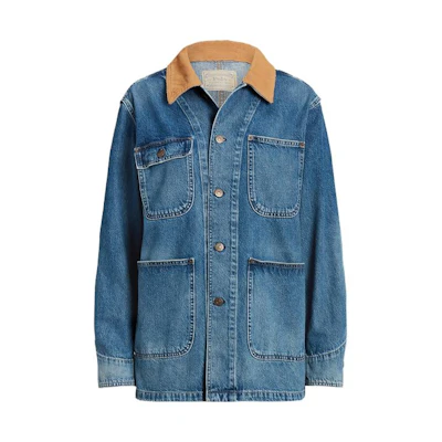 (Women) Polo Ralph Lauren FW23 Corduroy Collar Workwear Denim Jacket WMPOOTWNDK20015-999