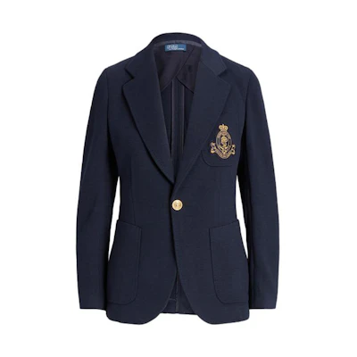 (Women) Polo Ralph Lauren FW23 Navy Blazer with Logo Print and Single Button Design WMPOOTWN5V20205-410