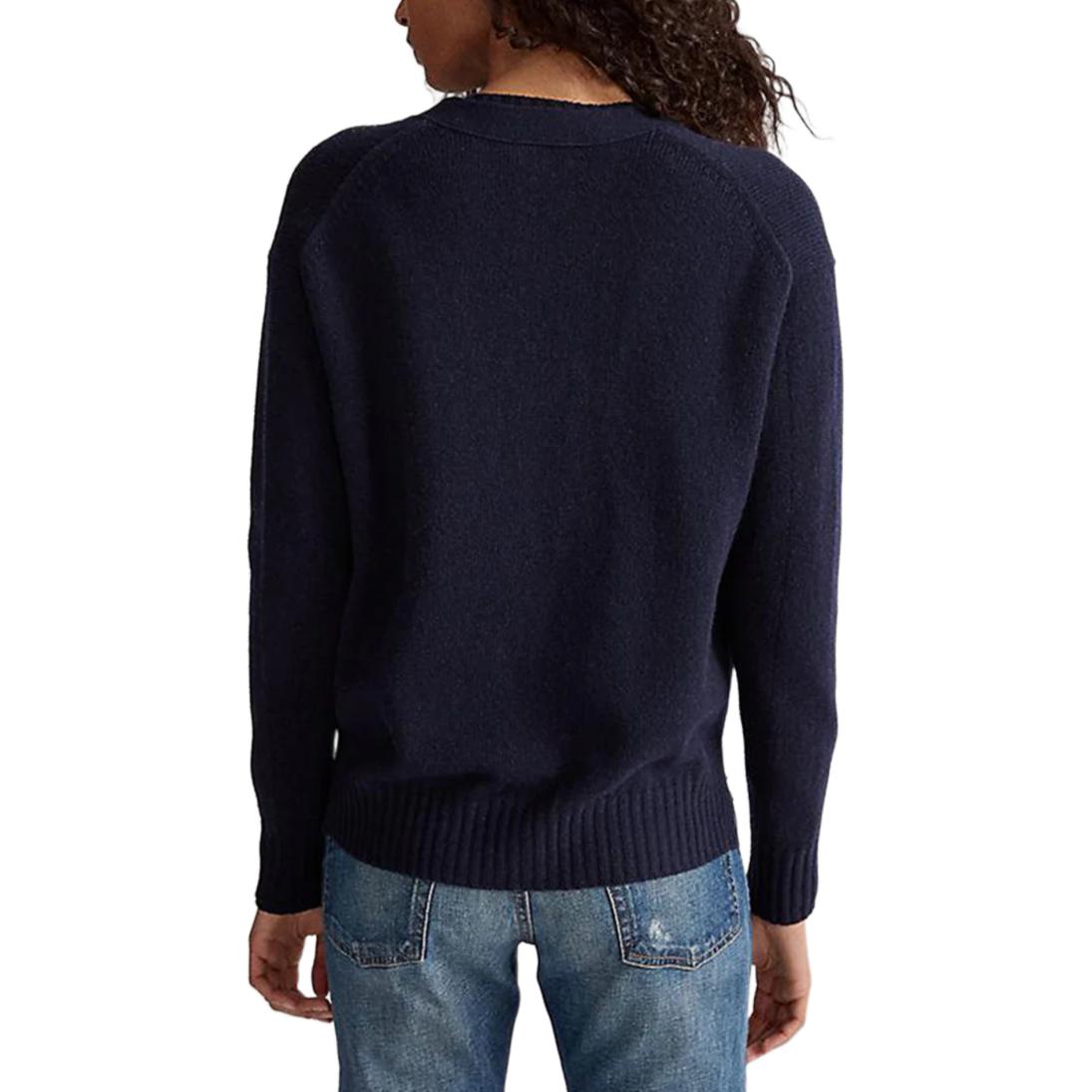 Purchase (W) ポロラルフローレン FW23 ネイビーブルー Vネック ポニーロゴ刺繍 カーディガン セーター WMPOSWEN6810339-B82