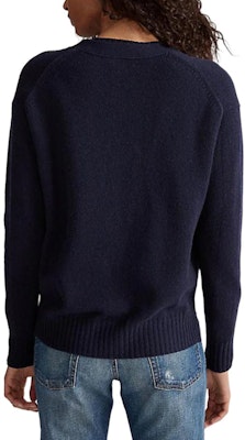 (W) ポロラルフローレン FW23 ネイビーブルー Vネック ポニーロゴ刺繍 カーディガン セーター WMPOSWEN6810339-B82 Purchase (W) ポロラルフローレン FW23 ネイビーブルー Vネック ポニーロゴ刺繍 カーディガン セーター WMPOSWEN6810339-B82