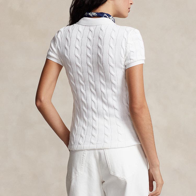 (Women) Polo Ralph Lauren FW23  Slim Fit Solid Ribbed Short Sleeve Polo Shirt White WMPOKNINB920117-100 圖 6