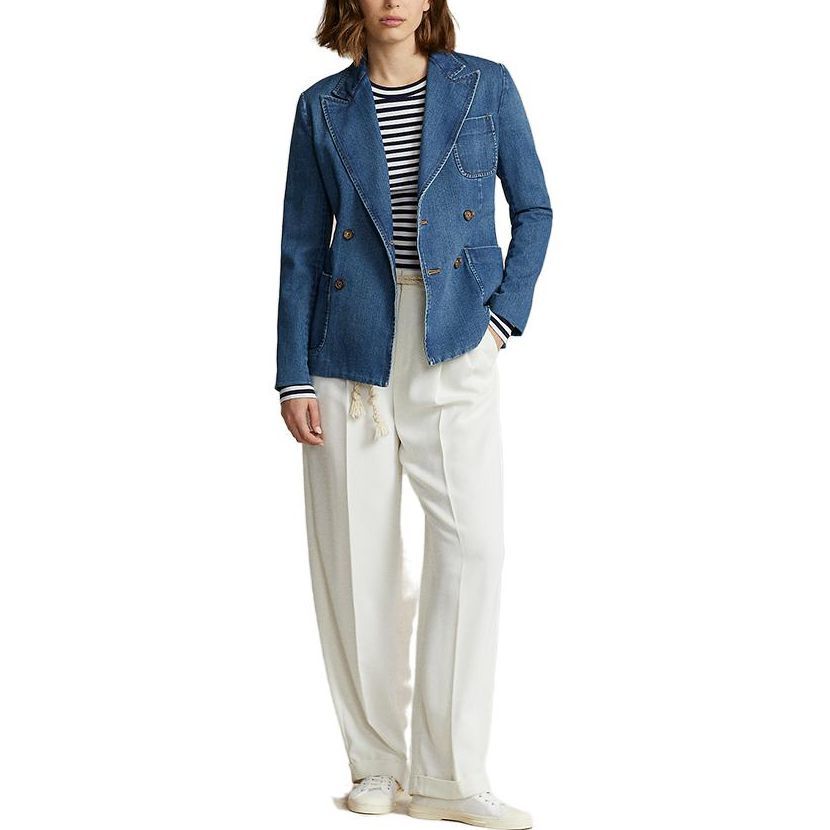 Lookbook (W) Polo Ralph Lauren FW23 水洗雙排扣牛仔西裝外套 藍色 WMPOOTWN5V20201-400