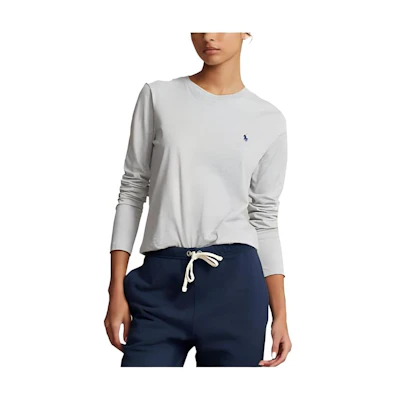 (Women) Polo Ralph Lauren FW23 Embroidered Logo Crewneck Long Sleeve Sweatshirt Grey Women 211898699-004