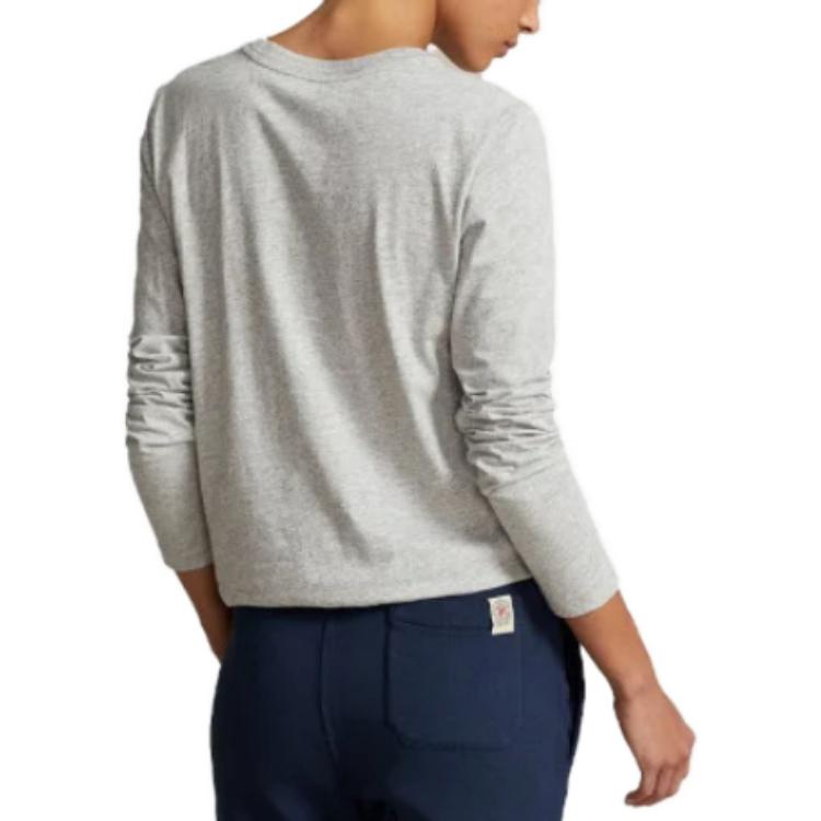 Shop (W) Polo Ralph Lauren FW23 Baju Sweatshirt Kelabu Wanita Logo Sulam Lengan Panjang 211898699-004