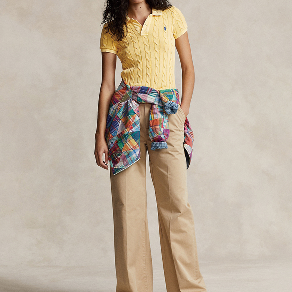 (Women) Polo Ralph Lauren FW23 Slim Fit Solid Polo Shirt  Fall Yellow. WMPOKNINB920118-700 圖 3