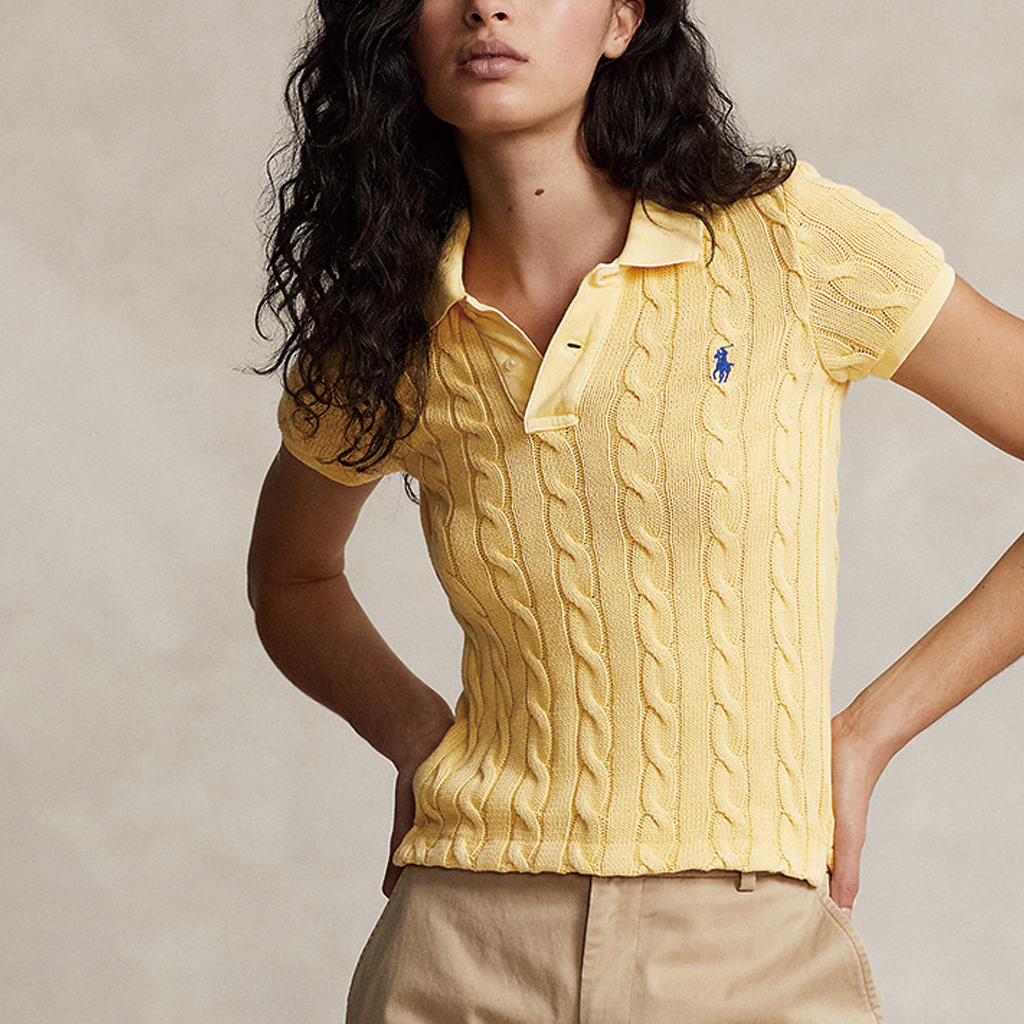 (Women) Polo Ralph Lauren FW23 Slim Fit Solid Polo Shirt  Fall Yellow. WMPOKNINB920118-700 圖 4