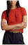 Buy (Women) Polo Ralph Lauren FW23 Solid Cable Knit Logo Embroidered Red Knit T-Shirt Women. WMPOSWENC020783-600